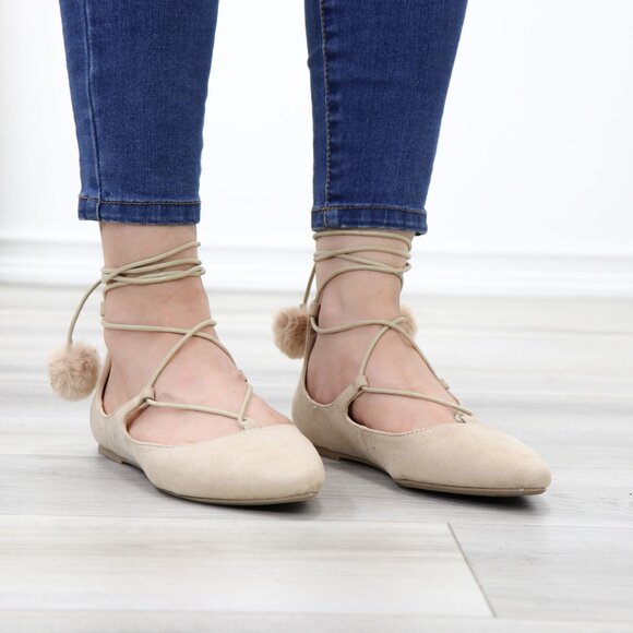 Pointed Toe Faux Suede Strappy Slip-On Flats - Picture 4 of 11